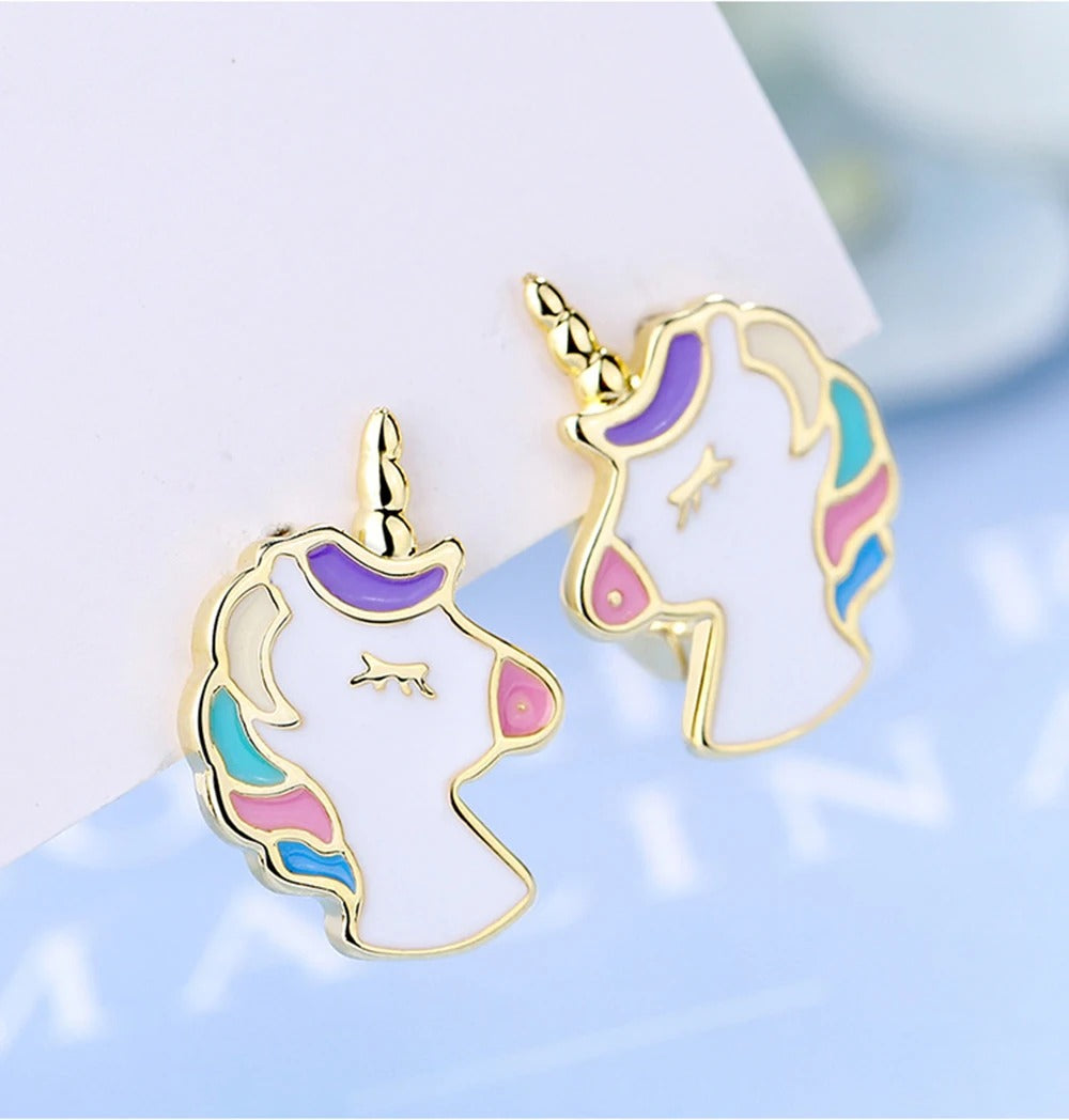 Boucles d’Oreilles Licorne en Argent