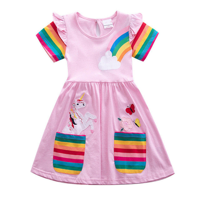 robe licorne rose arc-en-ciel