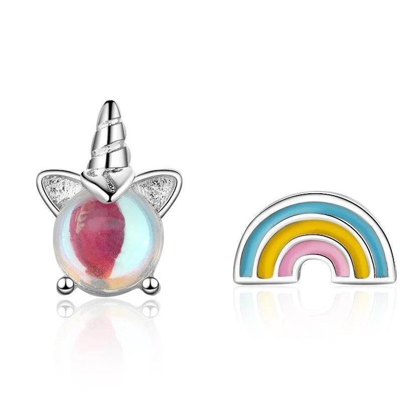 boucles d'oreilles arc-en-ciel licorne