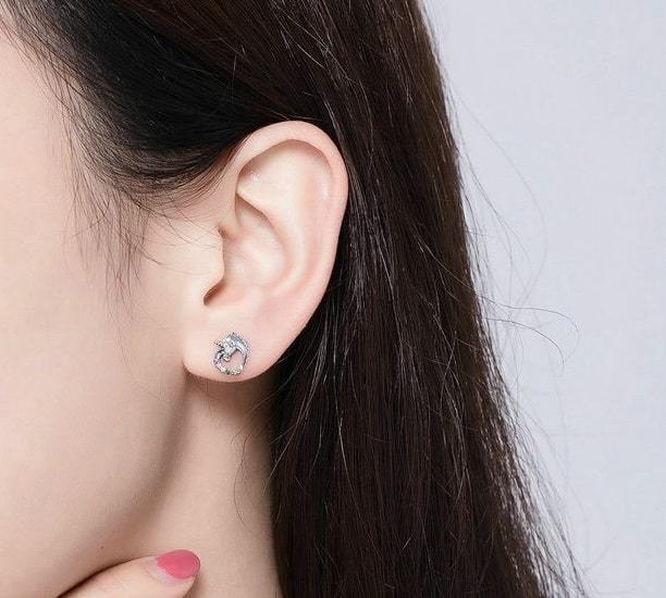 boucles d’oreilles argent licorne