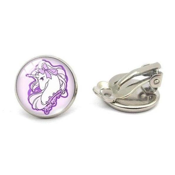 boucles d’oreilles licorne violet clip