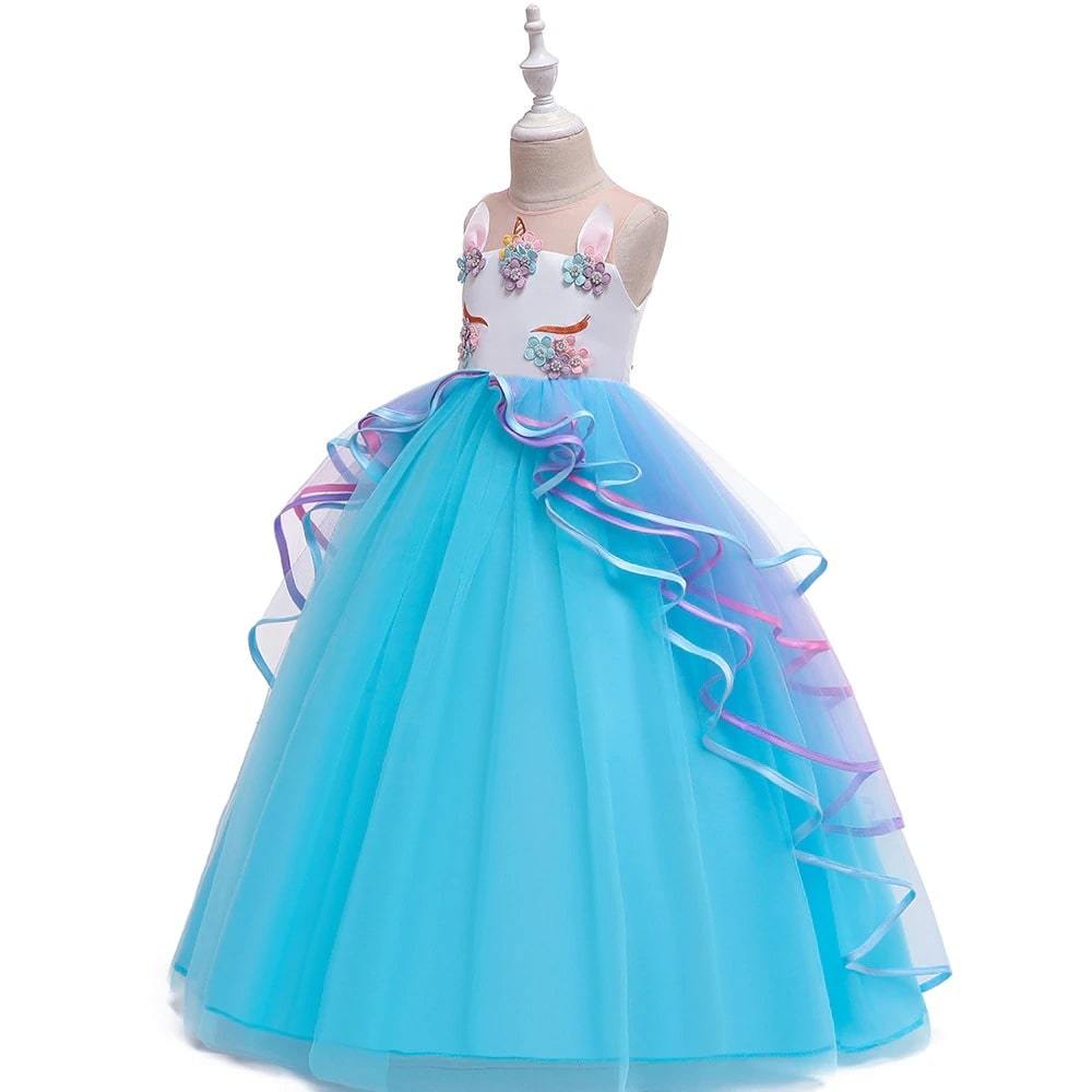 robe enfant licorne bleue