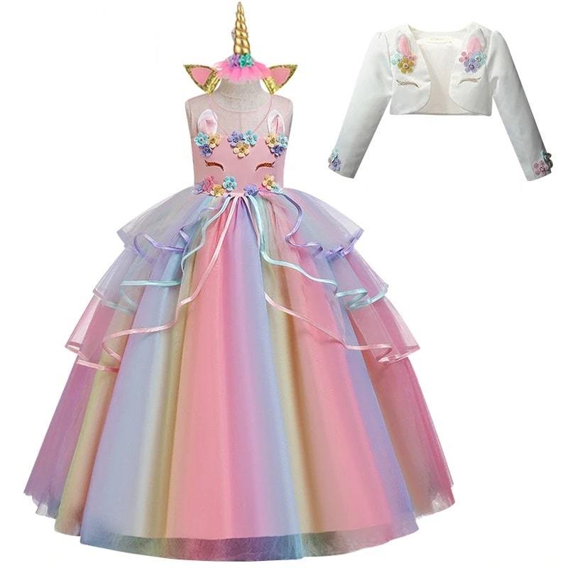 robe déguisement licorne multicolore fille