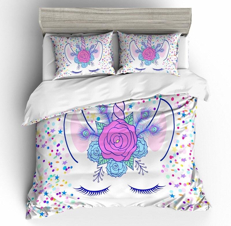 Housse de Couette Licorne Grosse Fleur