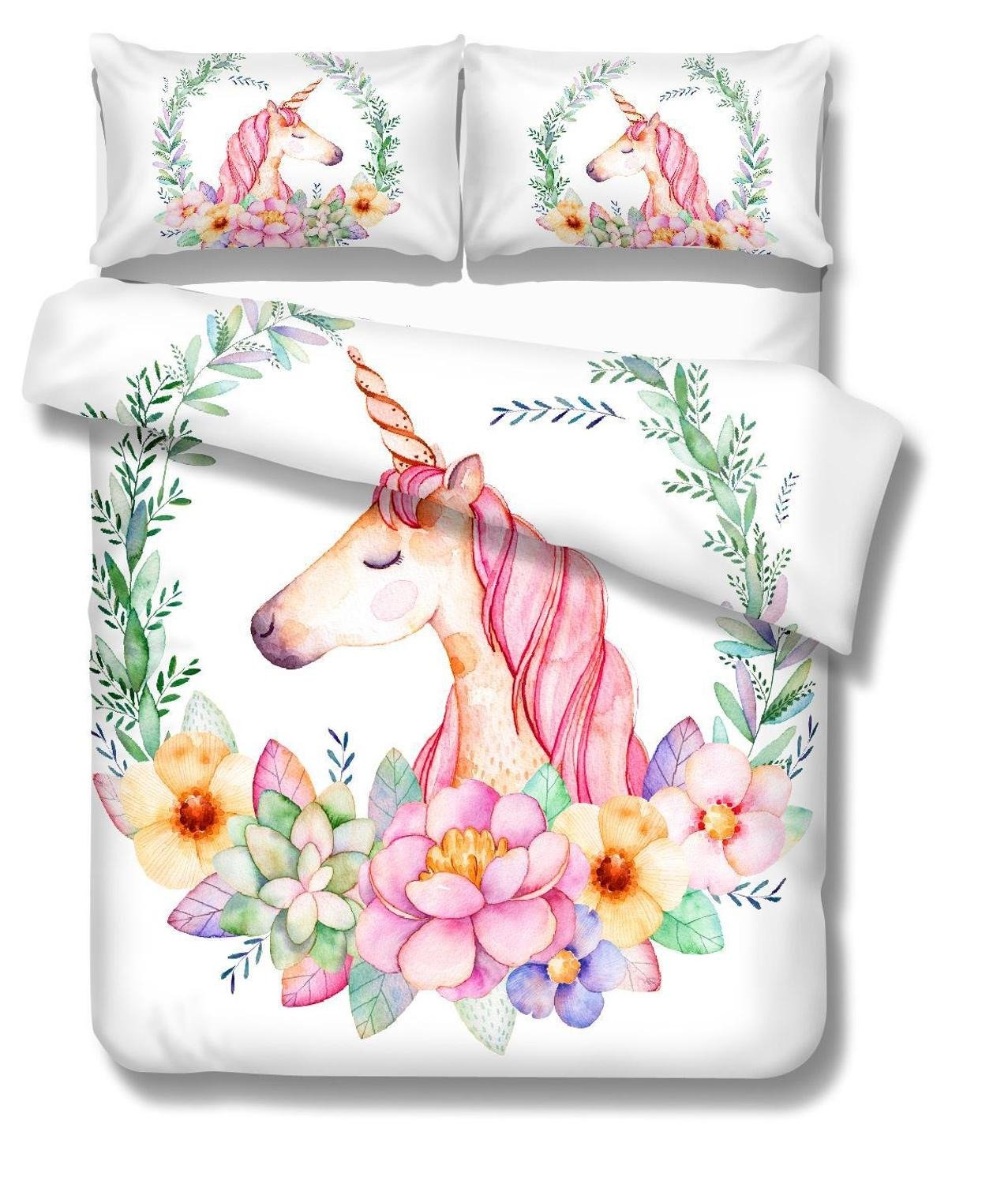 Housse de Couette Licorne Blanche Coton Soyeux