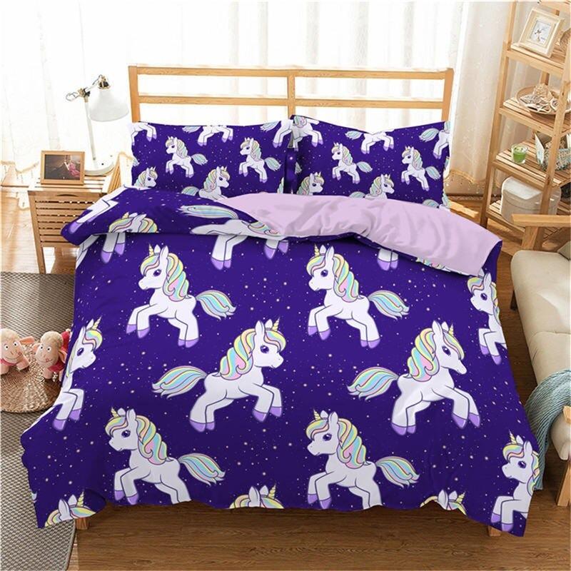 Housse de Couette Licorne Bleue Foncée