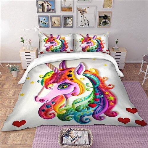 housse de couette licorne multicolore enfant