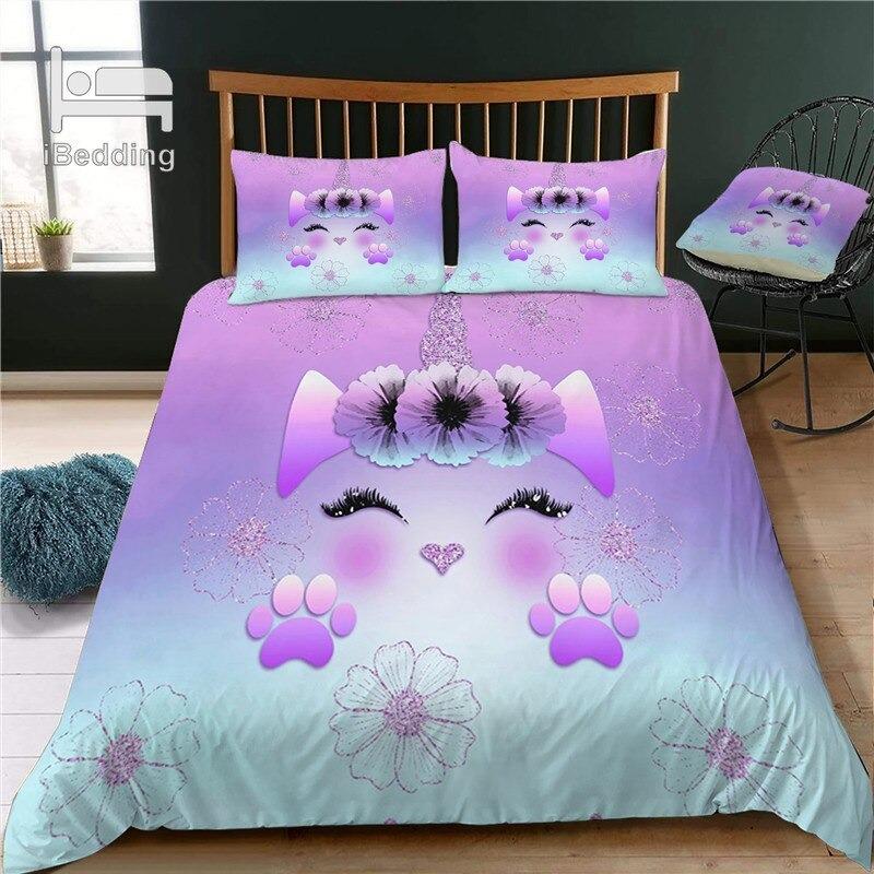 housse de couette licorne dégradée mauve