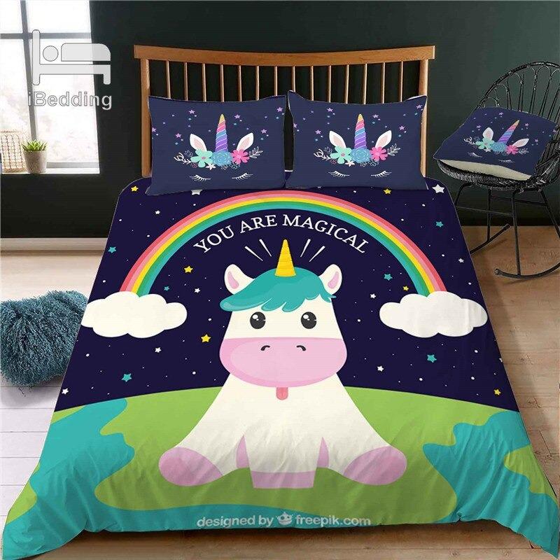 housse de couette licorne dessin enfant