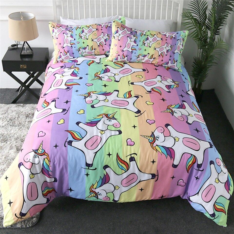 housse de couette licorne enfant arc-en-ciel