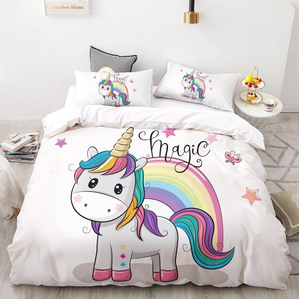 housse de couette licorne blanche pour fille