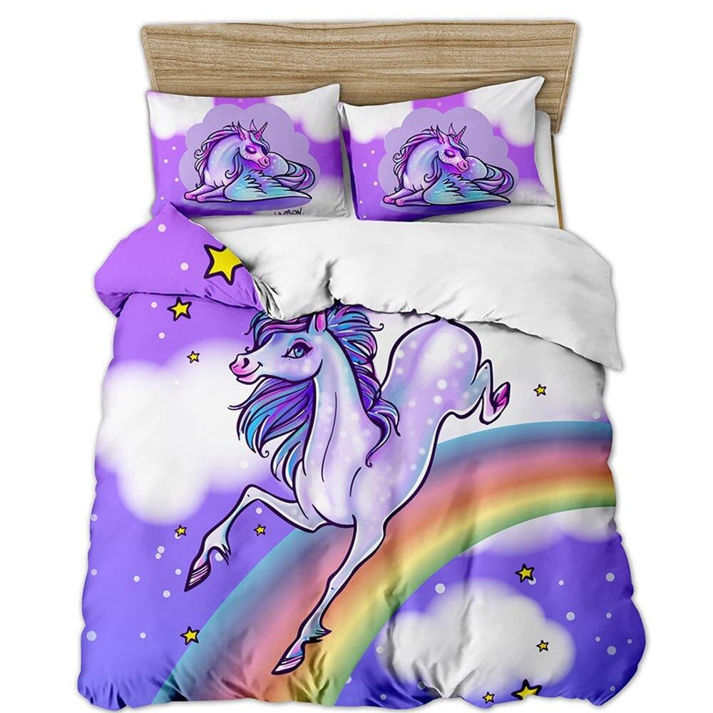 Housse de Couette Licorne Galope avec Taie d'oreiller