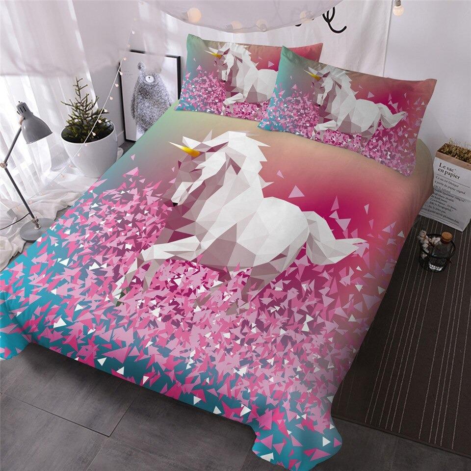 housse de couette licorne géométrique