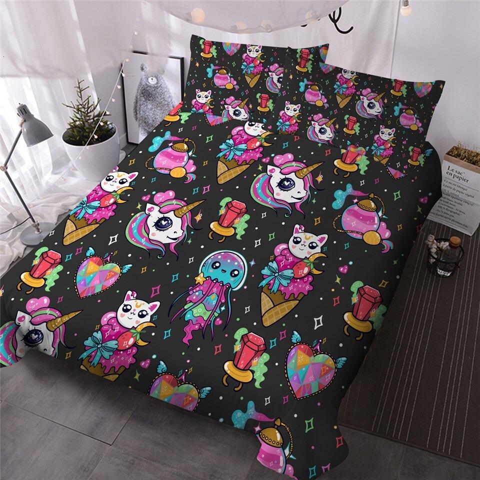 housse de couette licorne motif kawaii