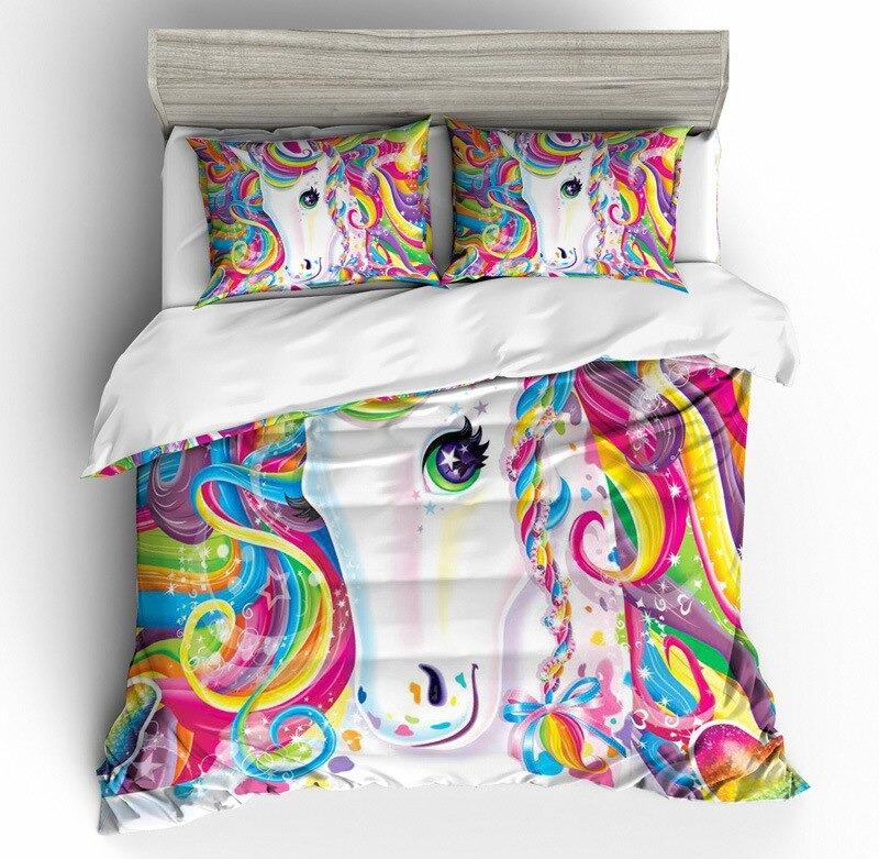 housse de couette licorne multicolore pour chambre