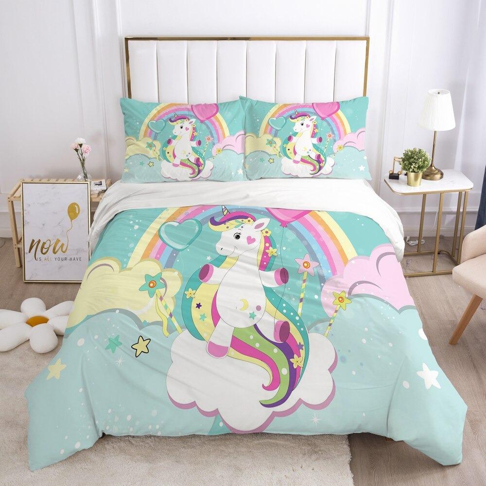 housse de couette licorne sur nuages