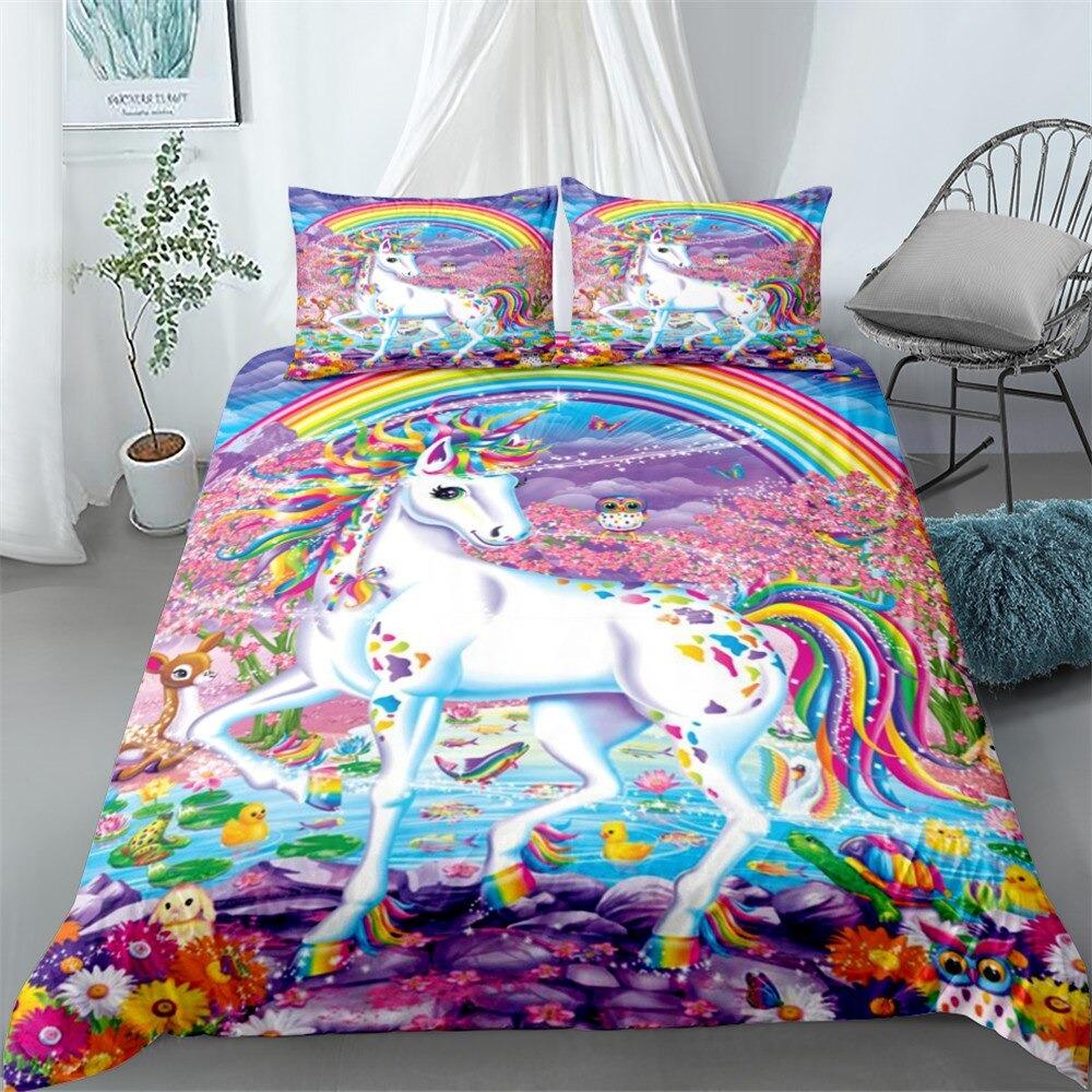 lit paré avec housse de couette licorne paradis