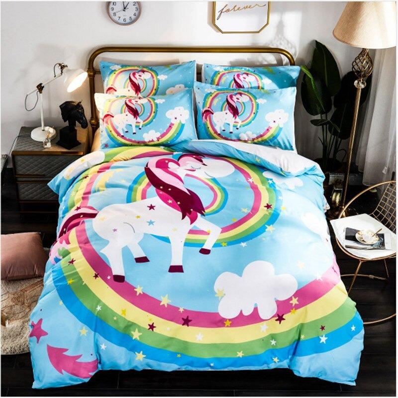 housse de couette licorne tourbillon arc-en-ciel