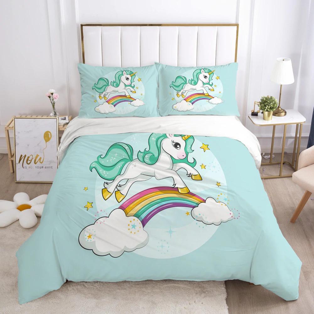 parure de lit licorne verte