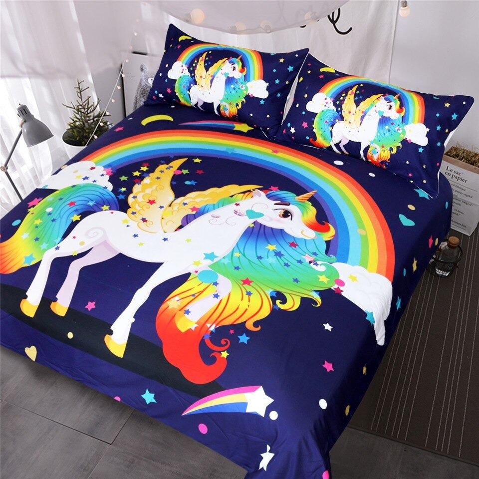 housse de couette licorne magie de l'arc-en-ciel