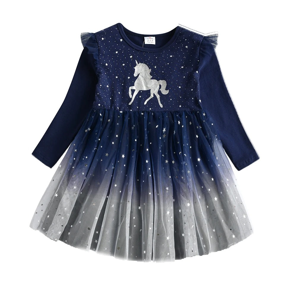 robe enfant licorne bleue