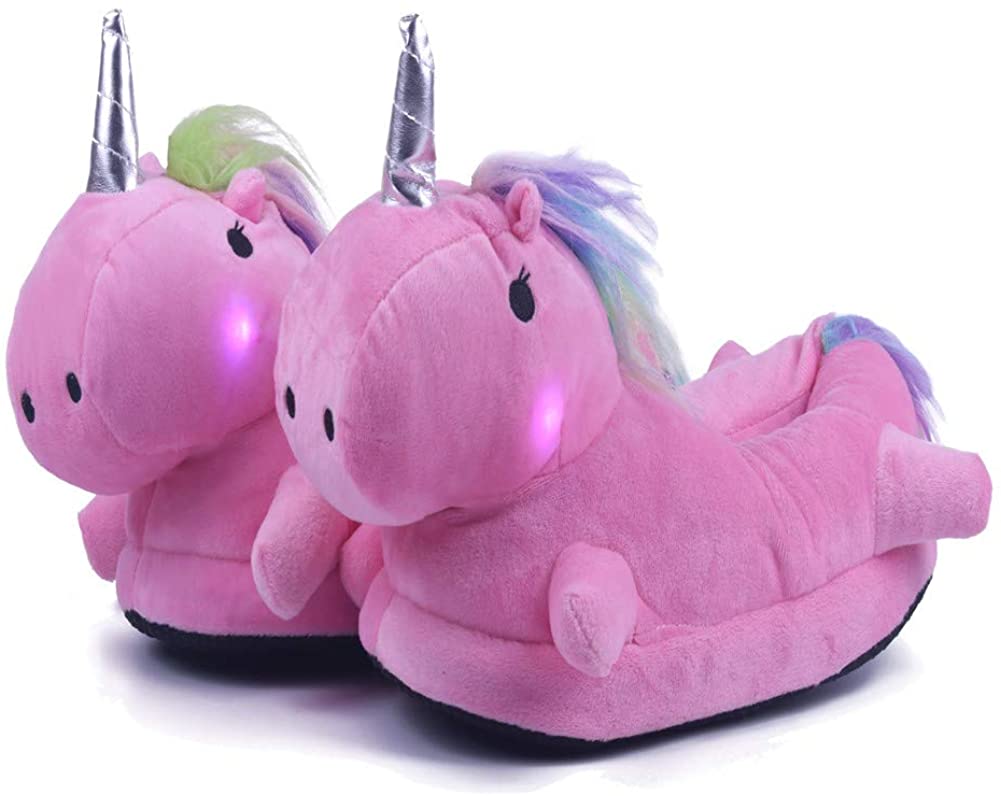 chausson licorne lumineux rose