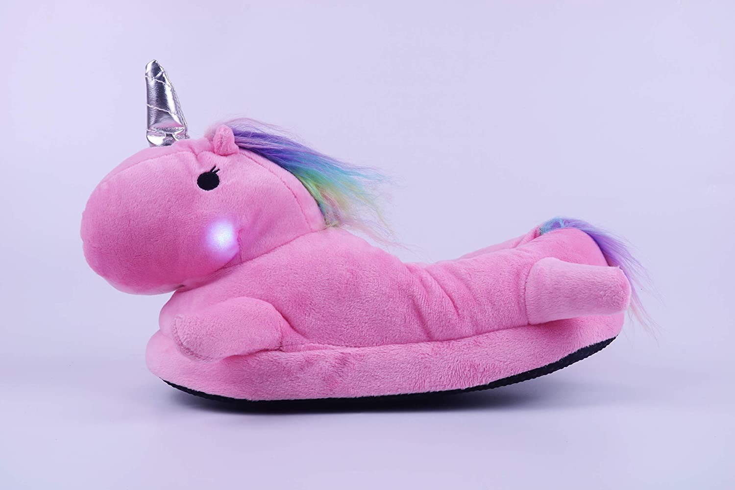 pantoufle licorne lumineuse rose