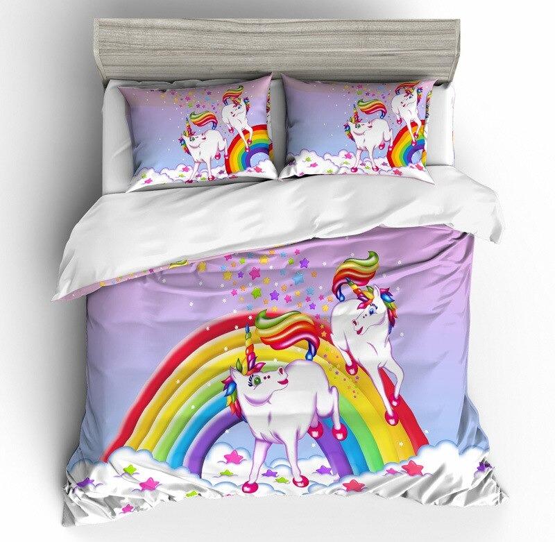 Housse de Couette Licorne Arc-en-Ciel Brillant