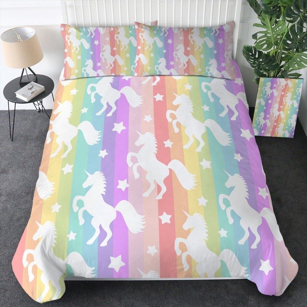 Housse de Couette Licorne Arc-en-Ciel