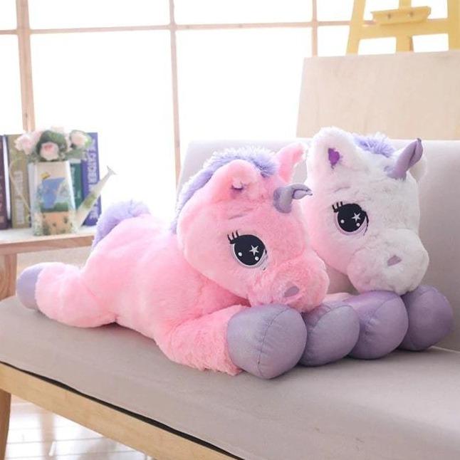 Grande Peluche Licorne Blanche magique