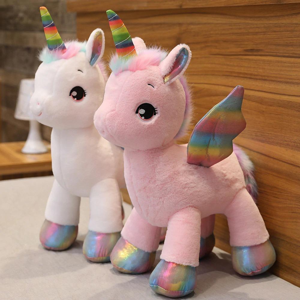 peluche rose licorne avec ailes