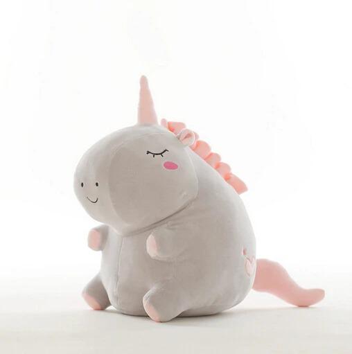Peluche Licorne Ronde Grise 25cm