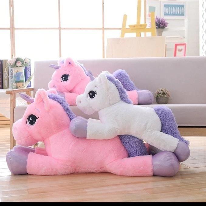 Peluche Licorne Géante Rose 110 cm