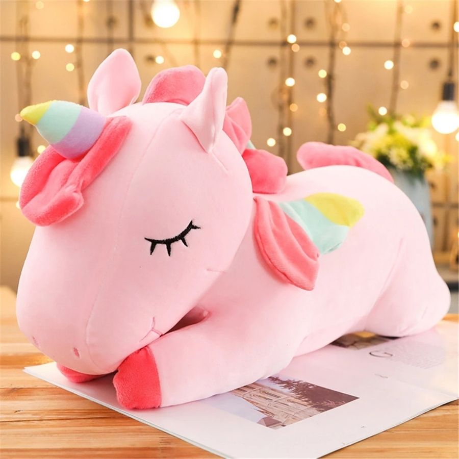 Peluche Licorne Géante Coussin rose