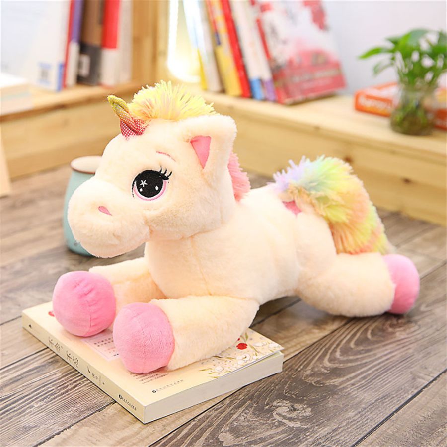 Peluche Licorne Couchée Coussin bleu