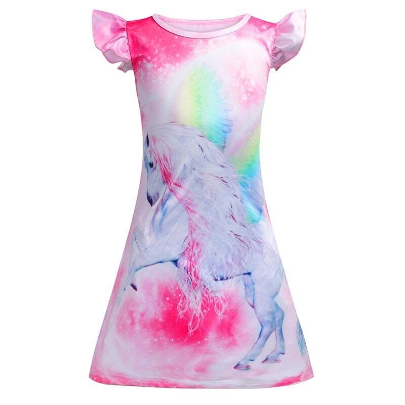 robe licorne cheval blanc avec manches bouffantes