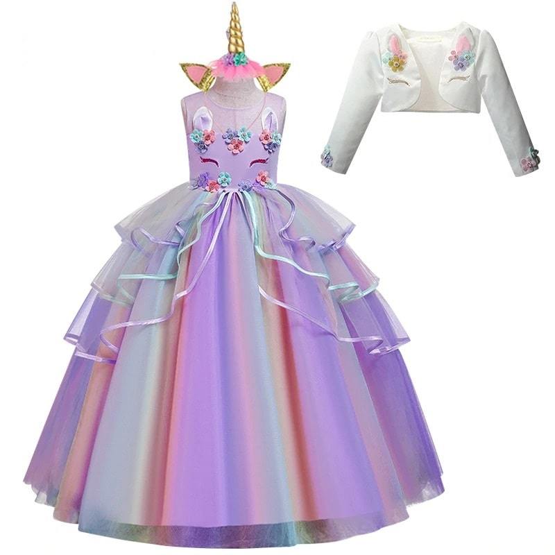 robe déguisement licorne colorée pour fille