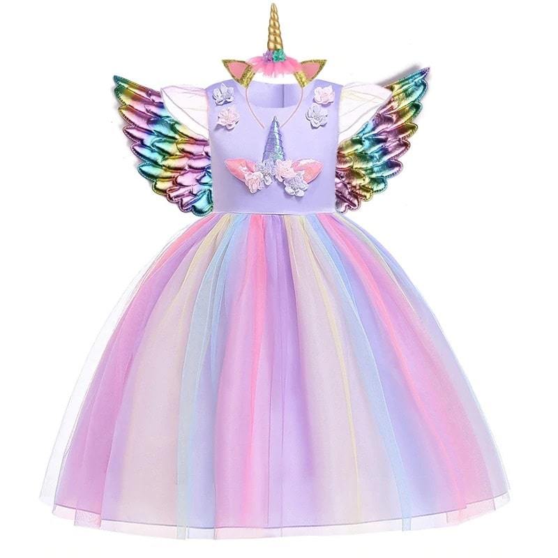Robe Licorne Fille Anniversaire Multi-Couleur
