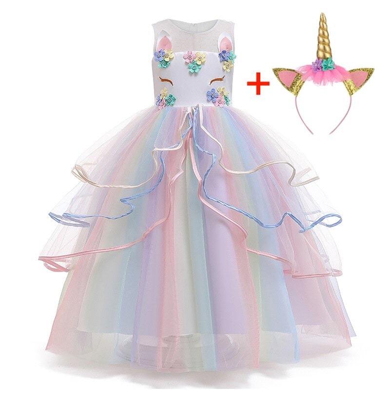 robe licorne arc-en-ciel enfant