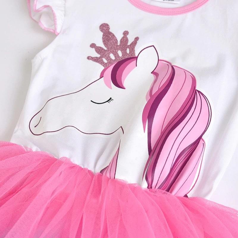 Enchanteresse Robe Tutu Licorne Couronne