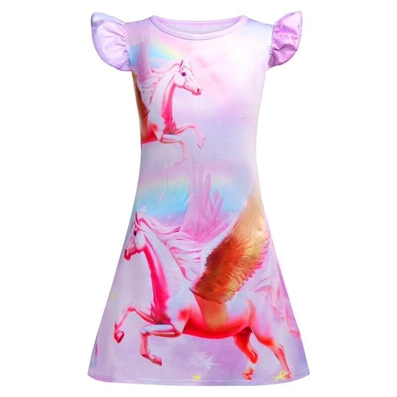 Robe Licorne 3D avec manches bouffantes