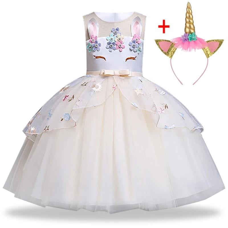Robe Licorne Féérique Déguisement Blanc