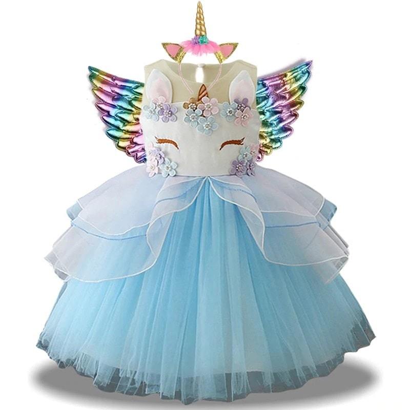 Robe Licorne Tutu Déguisement Bleu