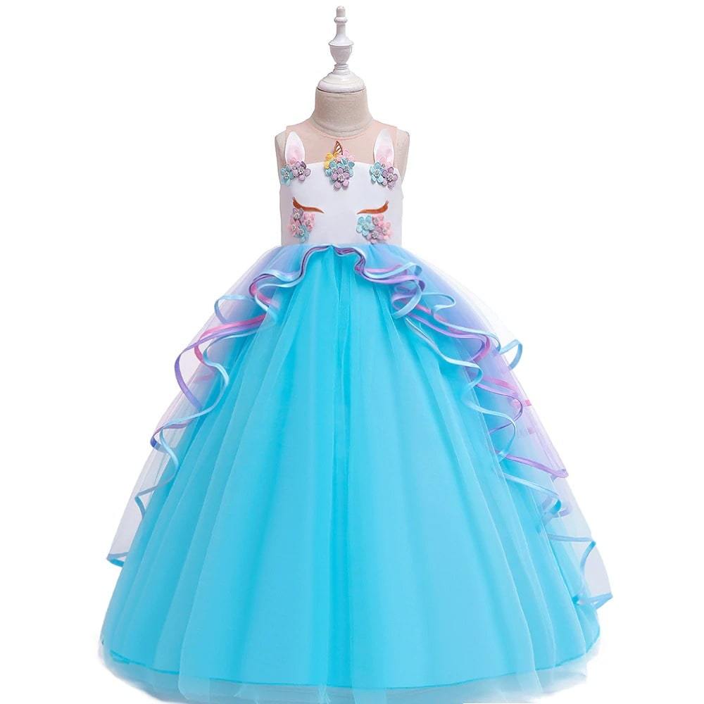 robe pour enfant licorne bleu