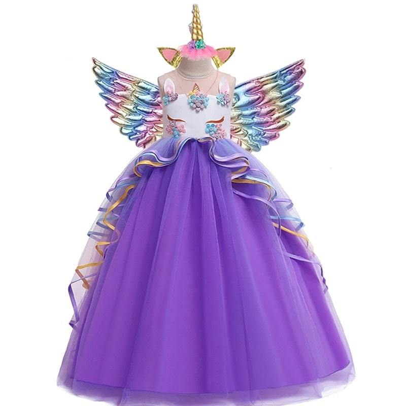 Robe Princesse Licorne Fille Violet
