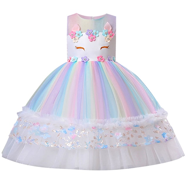 Robe Licorne Fille Soirée Blanche élégante
