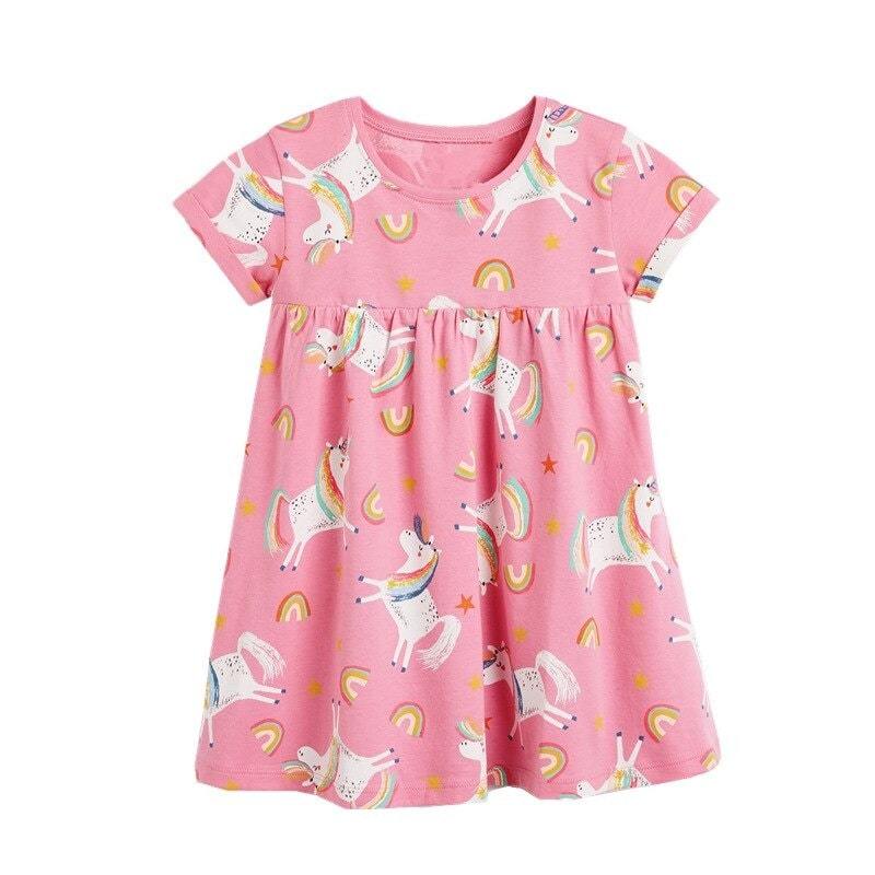 Robe Licorne Manches Courtes Nuit Arc-en-Ciel
