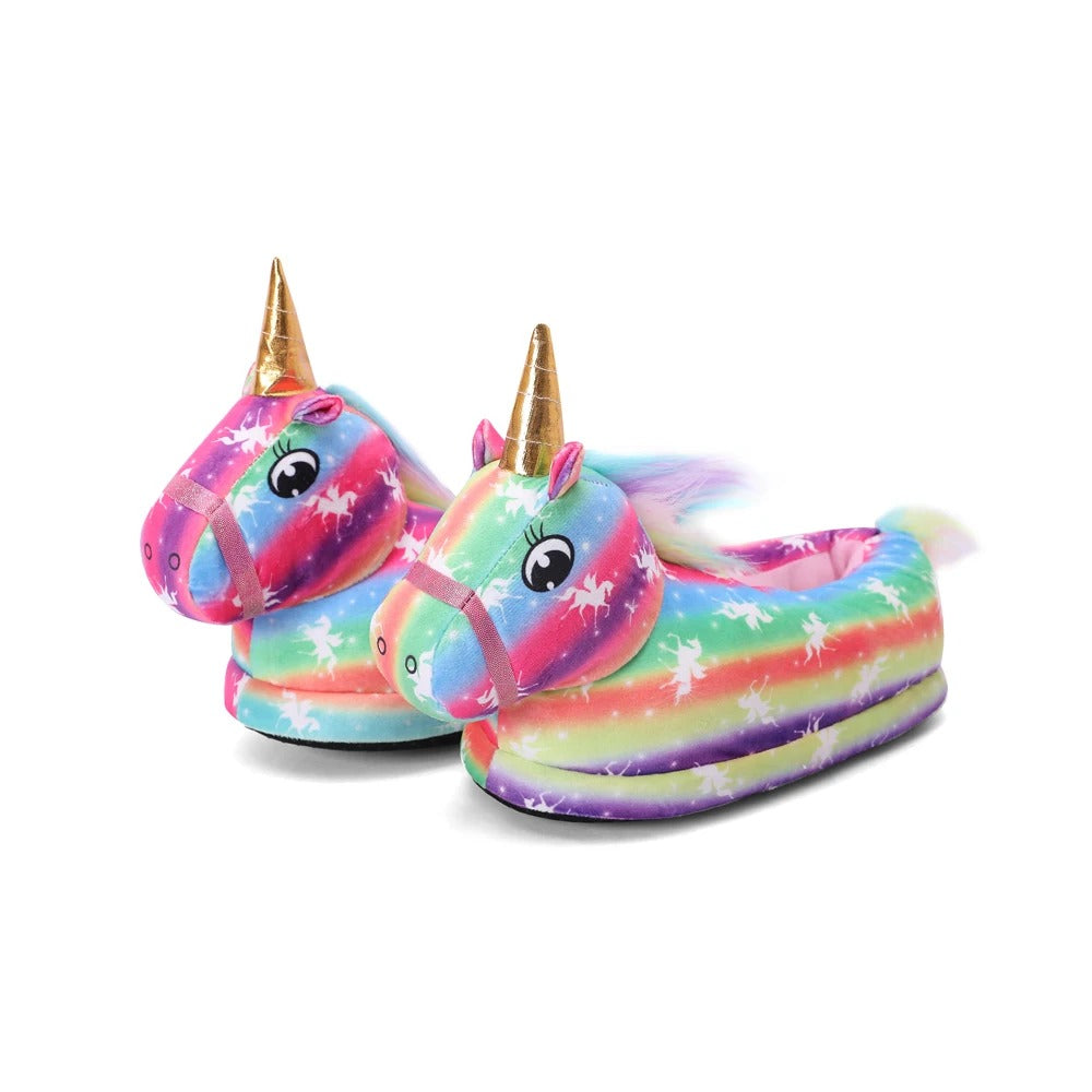 chaussons licorne en peluche