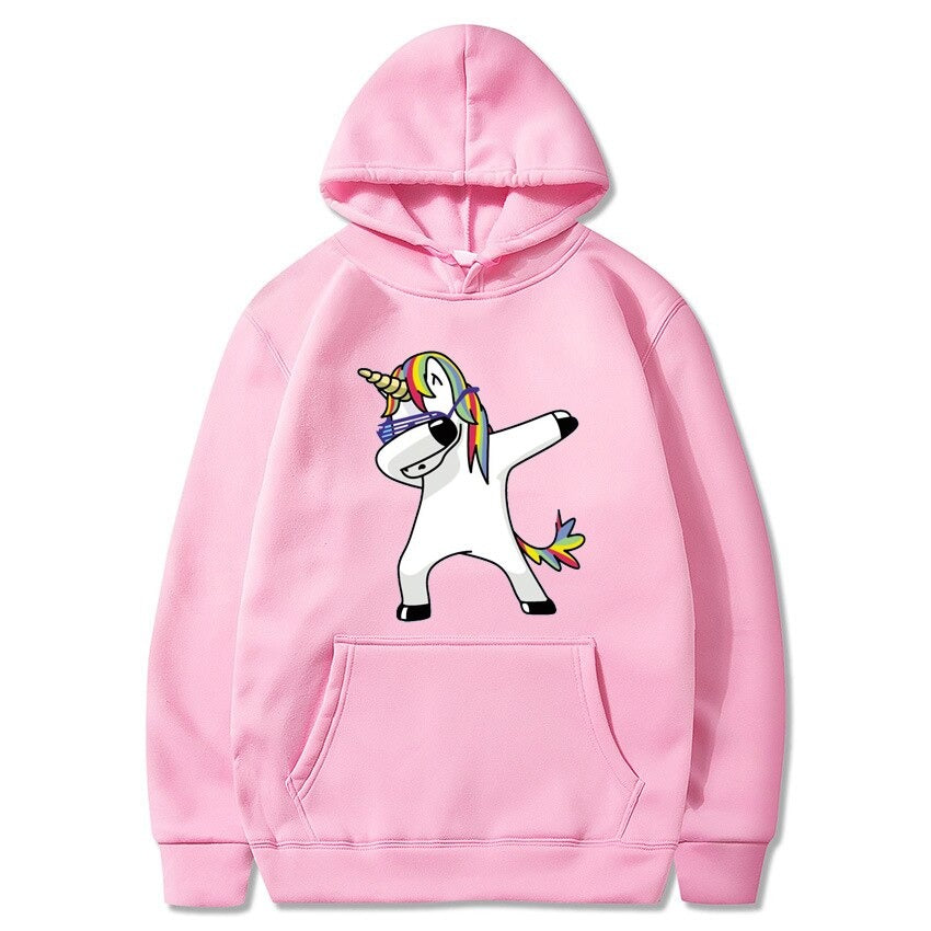 Pull rose licorne