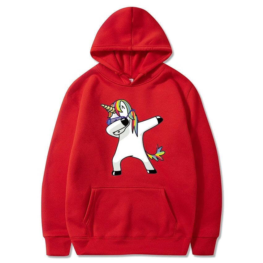 Pull rouge avec licorne